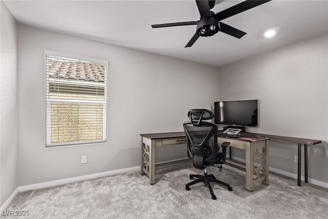 6909 Toll Mountain St, North Las Vegas, NV 89086 - carpeted office space with healthy amount of natural light, a ceiling fan, and recessed lighting