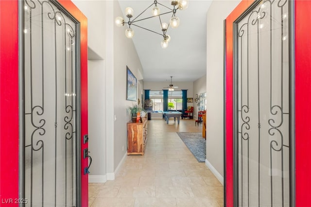 286 Bowsprit Ct, Las Vegas, NV 89183 - foyer entrance featuring a chandelier and ceiling fan