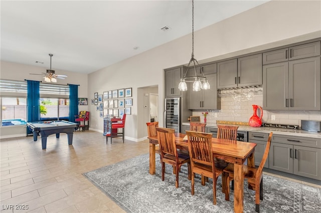 286 Bowsprit Ct, Las Vegas, NV 89183 - dining room with beverage cooler, pool table, and ceiling fan