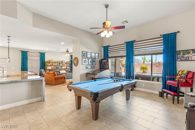 286 Bowsprit Ct, Las Vegas, NV 89183 - playroom featuring a ceiling fan, recessed lighting, and billiards table