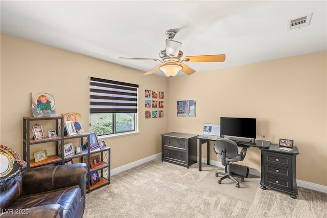 286 Bowsprit Ct, Las Vegas, NV 89183 - carpeted home office featuring ceiling fan and baseboards