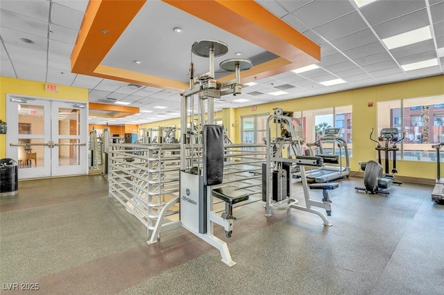 75 E Agate Ave Unit 206, Las Vegas, NV 89123 - workout area featuring french doors and a paneled ceiling