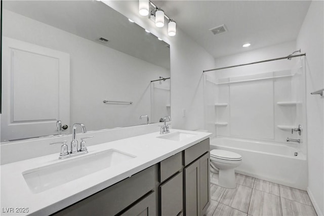 629 Soaring Wings Ave, Las Vegas, NV 89183 - bathroom with double vanity, shower / washtub combination, and recessed lighting