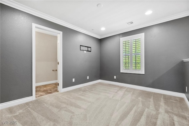 2385 Via Firenze, Henderson, NV 89044 - spare room featuring ornamental molding, carpet floors, and recessed lighting
