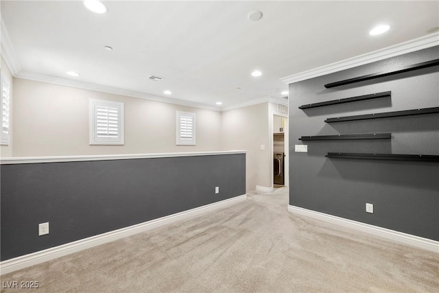 2385 Via Firenze, Henderson, NV 89044 - carpeted empty room with recessed lighting, ornamental molding, and washer / clothes dryer