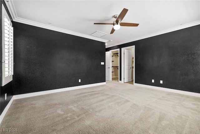 2385 Via Firenze, Henderson, NV 89044 - carpeted spare room with crown molding, a ceiling fan, and healthy amount of natural light