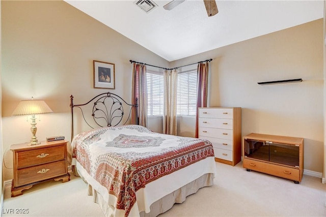 8416 Dry Cliff Cir, Las Vegas, NV 89128 - bedroom featuring lofted ceiling, light colored carpet, and a ceiling fan