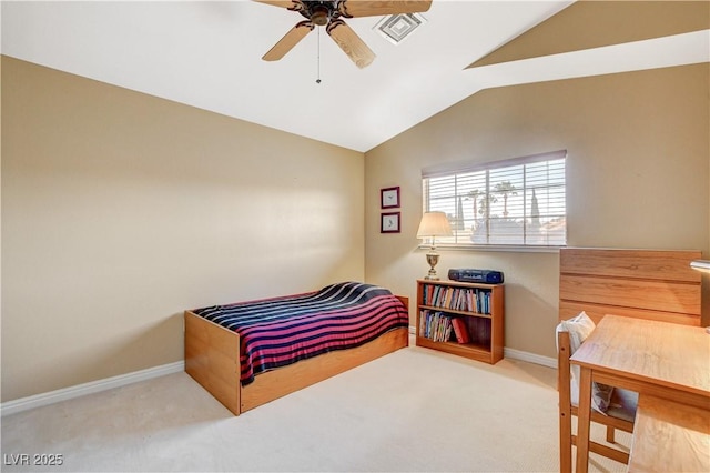 8416 Dry Cliff Cir, Las Vegas, NV 89128 - carpeted bedroom featuring lofted ceiling and ceiling fan