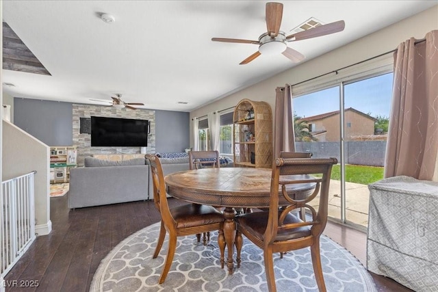 3871 Trellis View Ave, Las Vegas, NV 89115 - dining space featuring a ceiling fan and hardwood / wood-style flooring