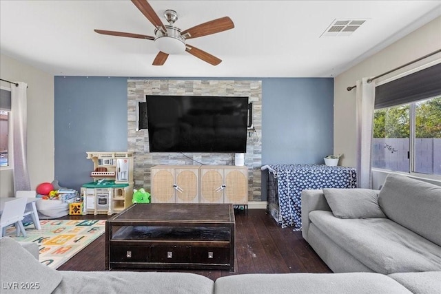 3871 Trellis View Ave, Las Vegas, NV 89115 - living area featuring hardwood / wood-style flooring and ceiling fan