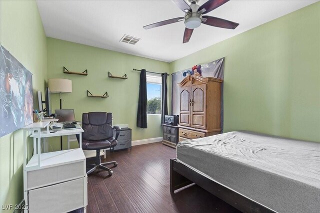 3871 Trellis View Ave, Las Vegas, NV 89115 - bedroom with dark wood-type flooring, a desk, and ceiling fan