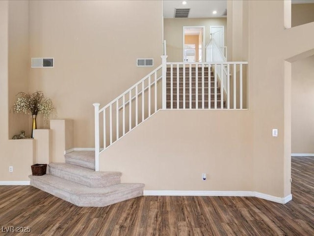7924 Mcdowell Dr, Las Vegas, NV 89129 - staircase featuring wood finished floors and recessed lighting