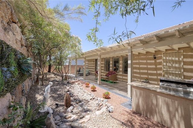 1329 Calle Cantar, Henderson, NV 89012 - fenced yard featuring a pergola and a patio