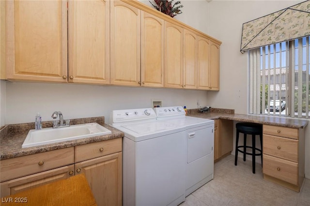 1329 Calle Cantar, Henderson, NV 89012 - laundry area featuring washer and dryer, cabinet space, and light tile patterned floors
