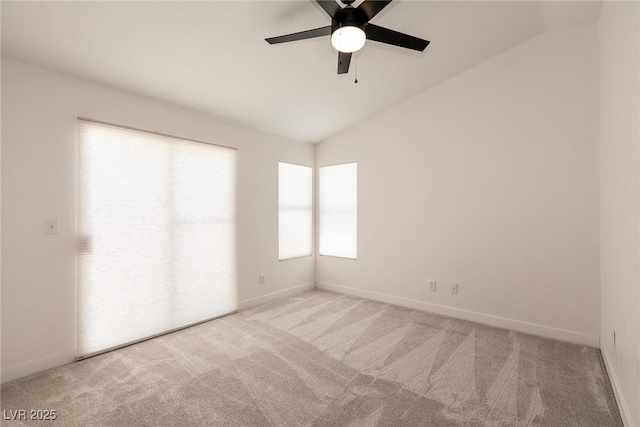 4825 White Aspen Ave, Las Vegas, NV 89130 - empty room featuring vaulted ceiling, light carpet, and ceiling fan
