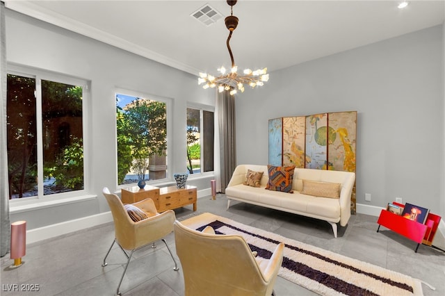 5680 N Fort Apache Rd, Las Vegas, NV 89149 - living area with a chandelier and ornamental molding