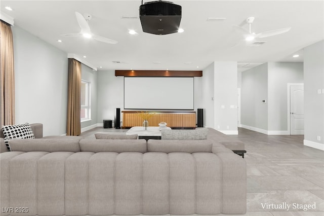 5680 N Fort Apache Rd, Las Vegas, NV 89149 - cinema room with a ceiling fan and recessed lighting