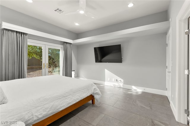 5680 N Fort Apache Rd, Las Vegas, NV 89149 - bedroom with french doors, recessed lighting, a ceiling fan, and access to outside