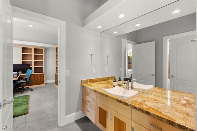 5680 N Fort Apache Rd, Las Vegas, NV 89149 - bathroom with vanity and recessed lighting