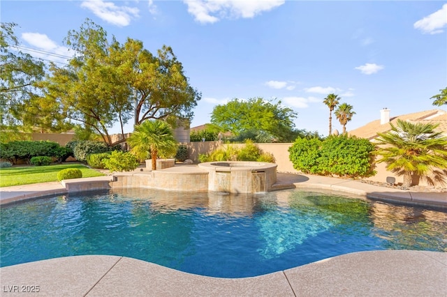5680 N Fort Apache Rd, Las Vegas, NV 89149 - view of swimming pool featuring a fenced backyard, a patio, and an in-ground hot tub