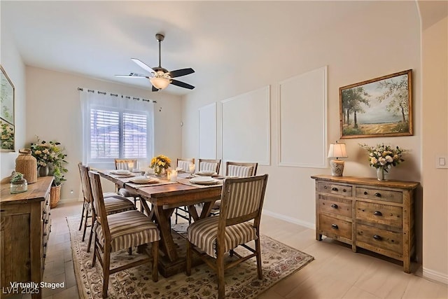 8732 Kendall Brook Cir, Las Vegas, NV 89149 - dining area with a ceiling fan and baseboards