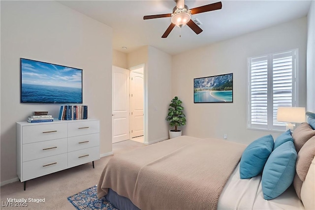 8732 Kendall Brook Cir, Las Vegas, NV 89149 - bedroom featuring light carpet and ceiling fan