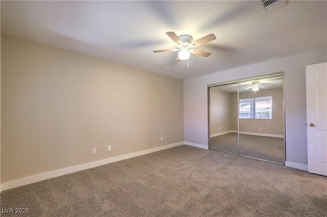 370 Manti Pl Unit 21, Henderson, NV 89014 - unfurnished bedroom with carpet, a closet, and a ceiling fan