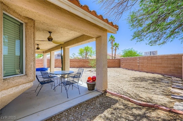 4361 Valley Quail Way N, Las Vegas, NV 89084 - fenced backyard featuring a patio and outdoor dining space