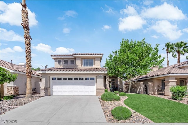 21 Rue De Degas, Henderson, NV 89074 - view of front of property featuring driveway, stucco siding, a tile roof, and a front yard