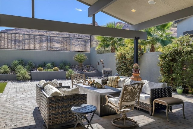 10271 Meridian Hill Ave, Las Vegas, NV 89135 - view of patio / terrace with an outdoor living space