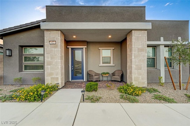 912 Allister Fields Ln, Las Vegas, NV 89138 - view of exterior entry with stucco siding