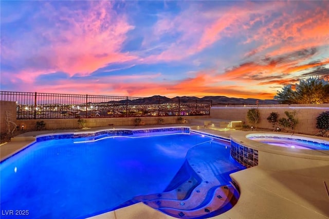 2714 Frabiele St, Henderson, NV 89044 - view of swimming pool with a fenced backyard and an in-ground hot tub