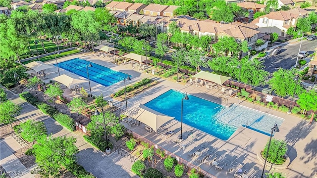 2714 Frabiele St, Henderson, NV 89044 - aerial perspective of suburban area with a pool area