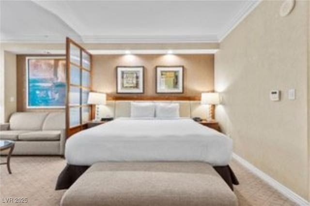 135 E Harmon Ave Unit 407, Las Vegas, NV 89109 - carpeted bedroom with ornamental molding and baseboards