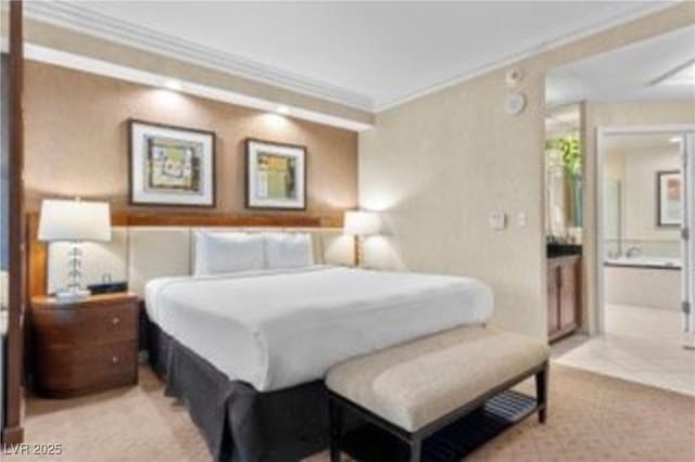 135 E Harmon Ave Unit 407, Las Vegas, NV 89109 - bedroom with ornamental molding and carpet