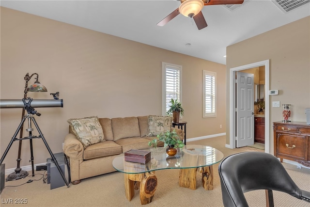 4408 Oasis Plains Ave, North Las Vegas, NV 89085 - living area with ceiling fan and light colored carpet