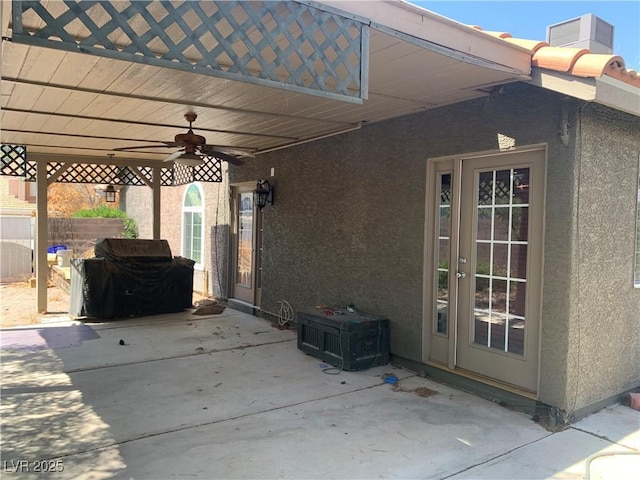 6704 Lost River Ct, Las Vegas, NV 89108 - view of patio / terrace featuring a ceiling fan and grilling area