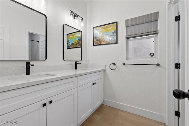 9612 Glengarry Dr, Las Vegas, NV 89129 - full bath featuring double vanity and wood finished floors