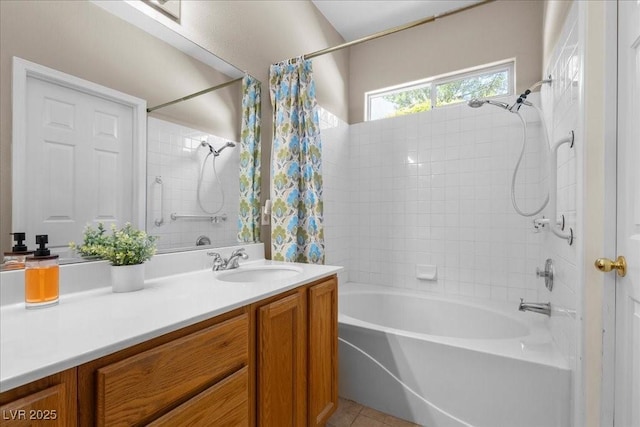 8563 Red Diamond St, Las Vegas, NV 89123 - full bath featuring shower / tub combo, vanity, and tile patterned floors