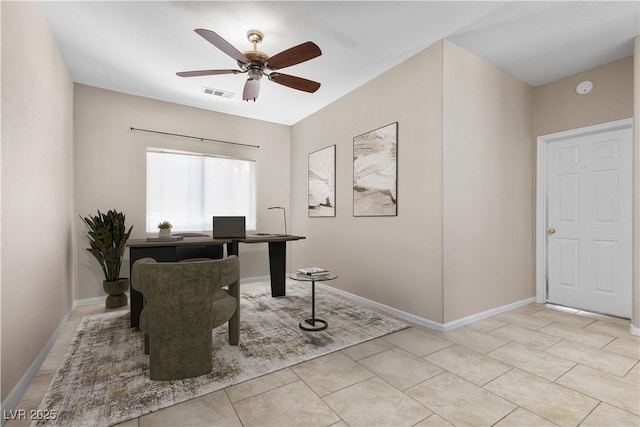 8563 Red Diamond St, Las Vegas, NV 89123 - home office with a ceiling fan and light tile patterned floors