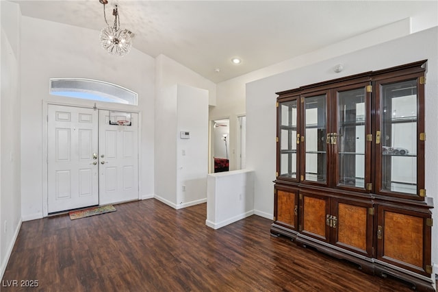 7927 Villa Salsa Ave, Las Vegas, NV 89131 - foyer entrance with lofted ceiling, wood finished floors, and a chandelier