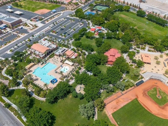 11695 Gentle Birdsong Ave, Las Vegas, NV 89138 - aerial overview of property's location featuring a pool