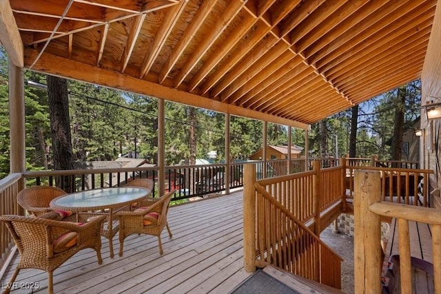 4581 Aspen Ave, Mount Charleston, NV 89124 - wooden terrace featuring outdoor dining area