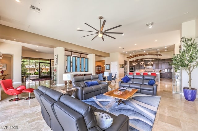 583 Saint Croix St, Henderson, NV 89012 - living room featuring ceiling fan and recessed lighting