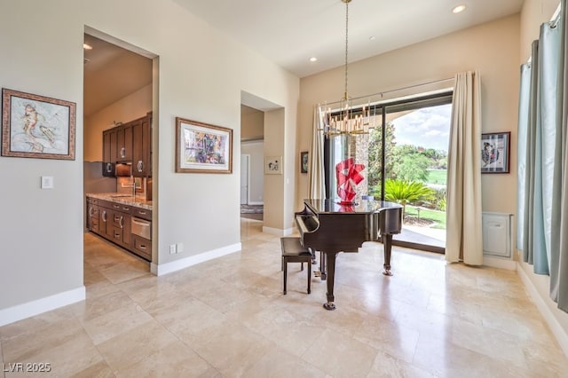 583 Saint Croix St, Henderson, NV 89012 - dining area featuring a chandelier, recessed lighting, and a towering ceiling