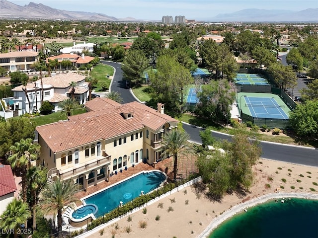 2200 Glenbrook Way, Las Vegas, NV 89117 - aerial view of a pool area and a mountain backdrop