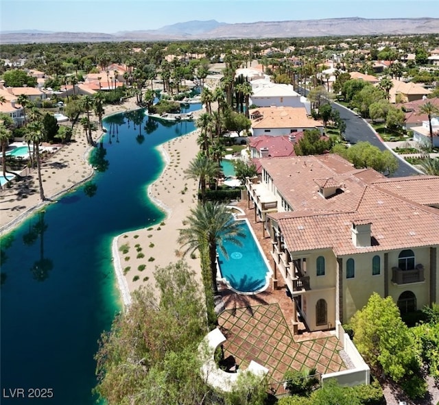 2200 Glenbrook Way, Las Vegas, NV 89117 - aerial perspective of suburban area with a water and mountain view and a pool area