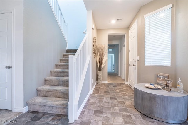 4376 Latitude Valley Ct, North Las Vegas, NV 89084 - stairway with stone finish floors and recessed lighting