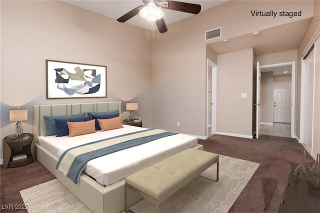 317 Brent Ct, Henderson, NV 89074 - carpeted bedroom featuring ceiling fan and baseboards
