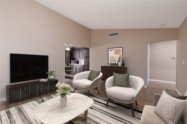 317 Brent Ct, Henderson, NV 89074 - living area featuring vaulted ceiling and light wood-type flooring
